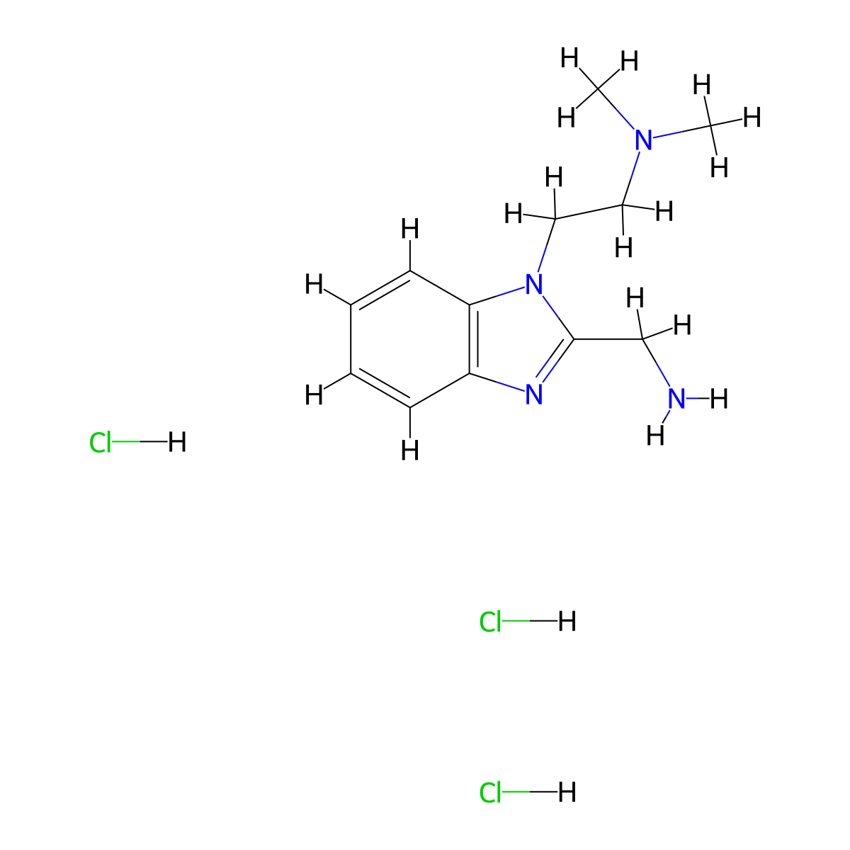 1-{1-[2-(dimethylamino)ethyl]-1H-1,3-benzodiazol-2-yl}methanamine trihydrochloride molecular structure, CAS 2913244-10-5