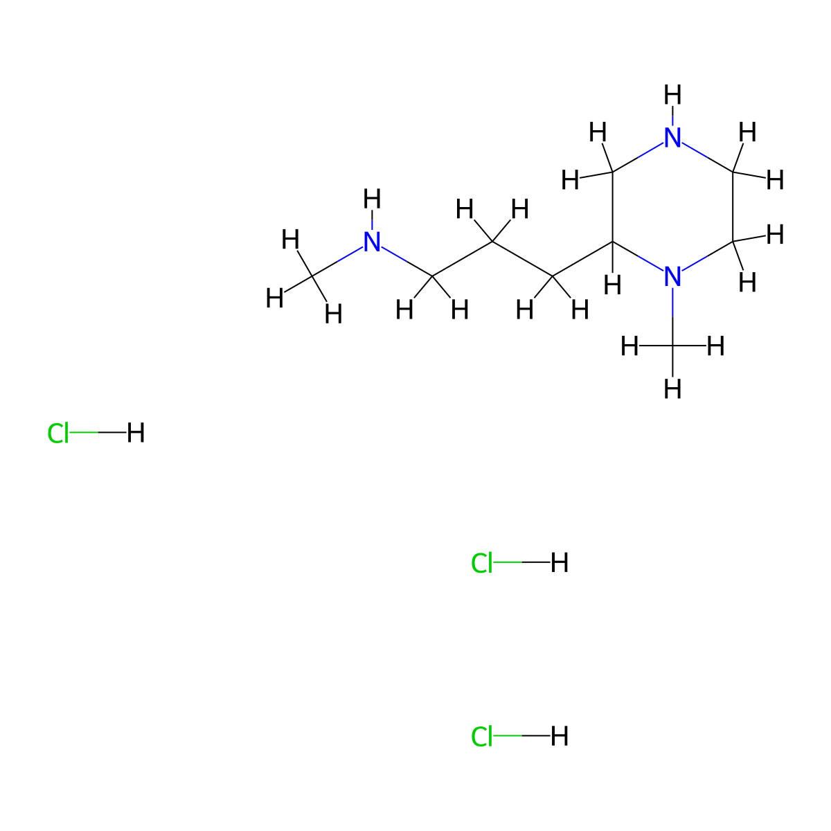 Methyl[3-(1-methylpiperazin-2-yl)propyl]amine trihydrochloride molecular structure, CAS 2913244-15-0