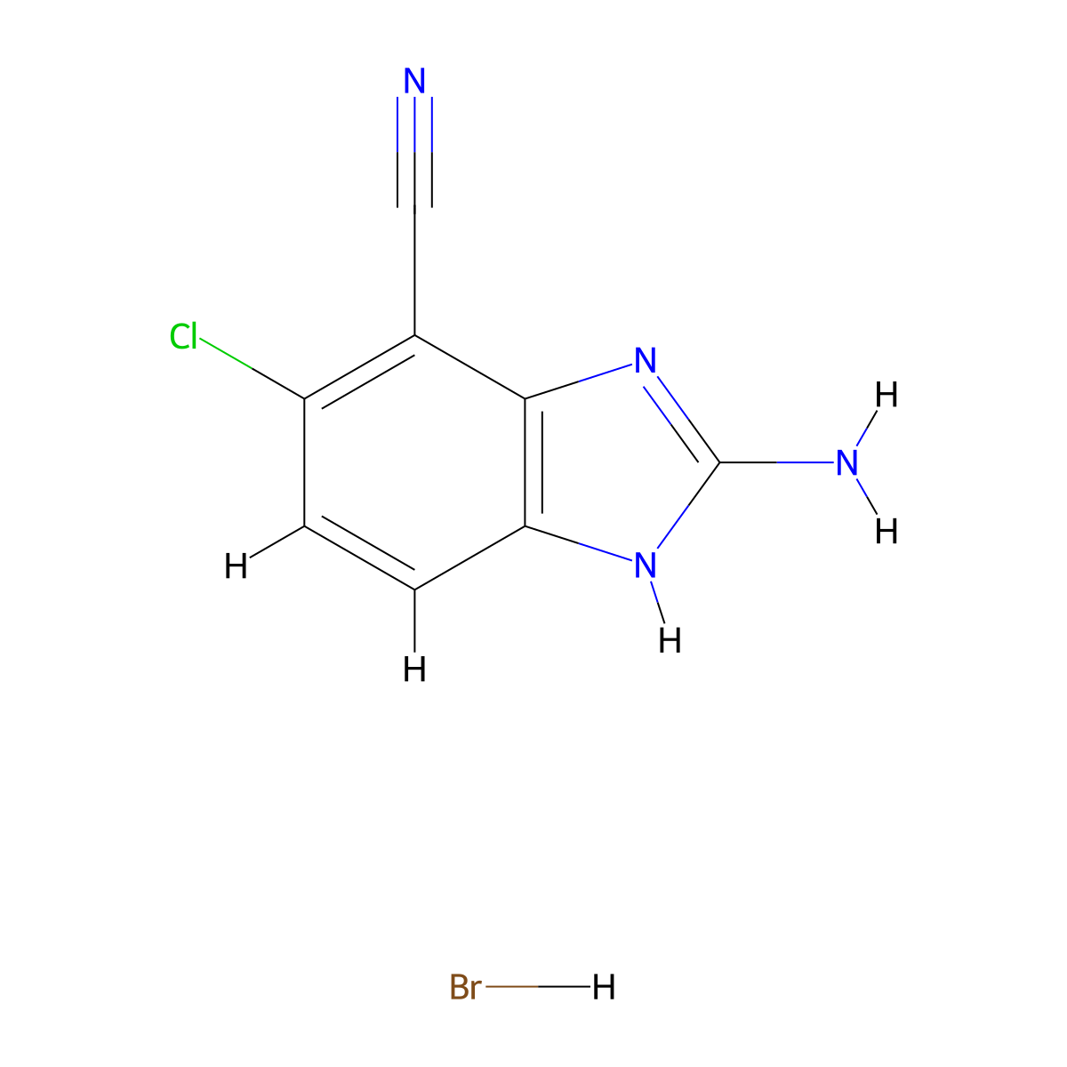 2-amino-6-chloro-1H-1,3-benzodiazole-7-carbonitrile hydrobromide molecular structure, CAS 2913244-16-1