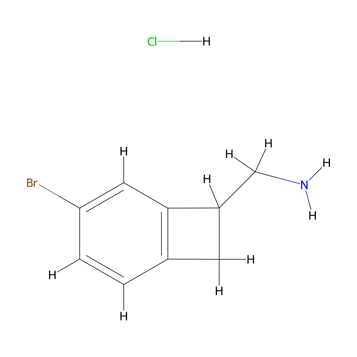 1-{4-Bromobicyclo[4.2.0]octa-1,3,5-trien-7-yl}methanamine hydrochloride molecular structure, CAS 2913244-17-2