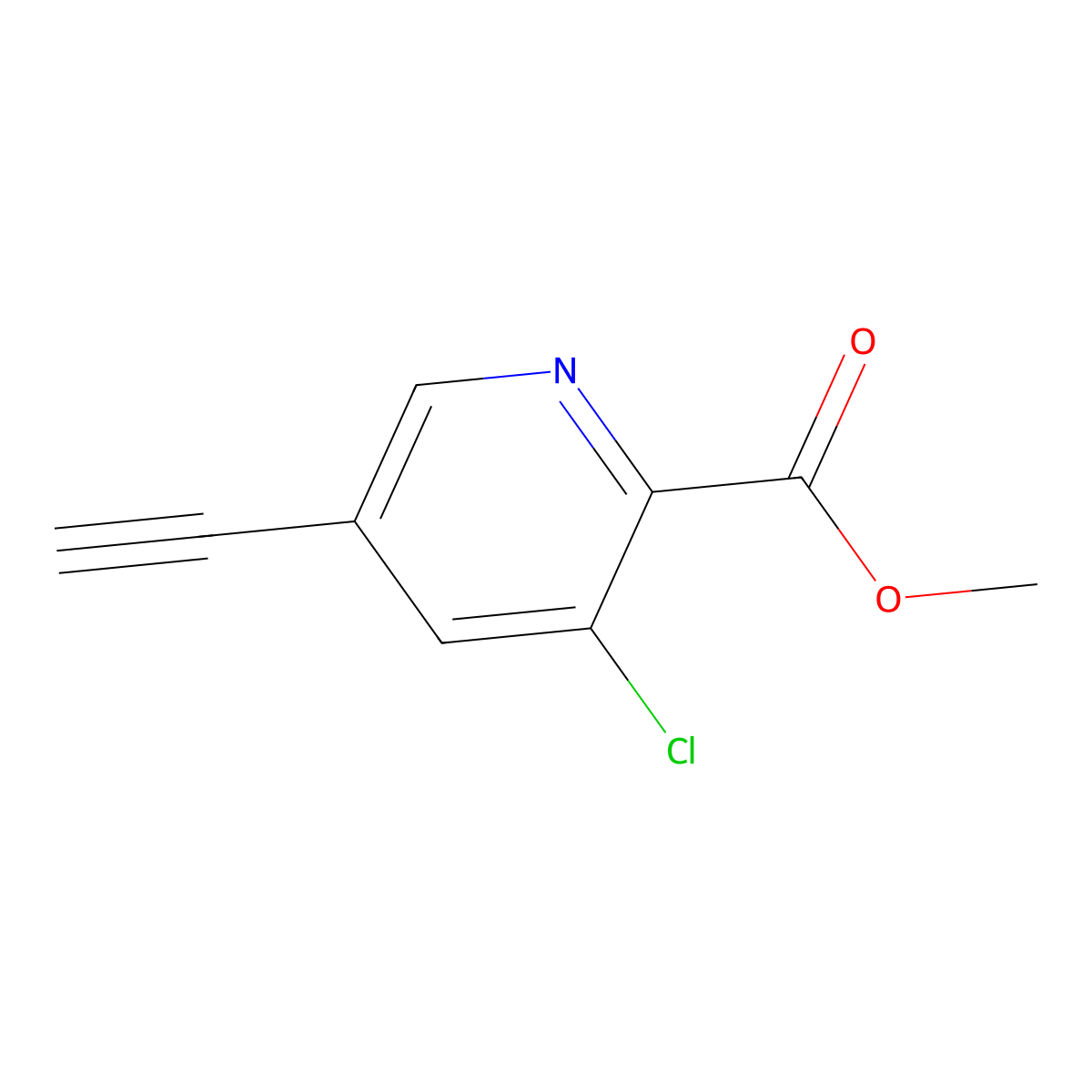 Methyl 3-chloro-5-ethynylpyridine-2-carboxylate molecular structure, CAS 2913244-20-7