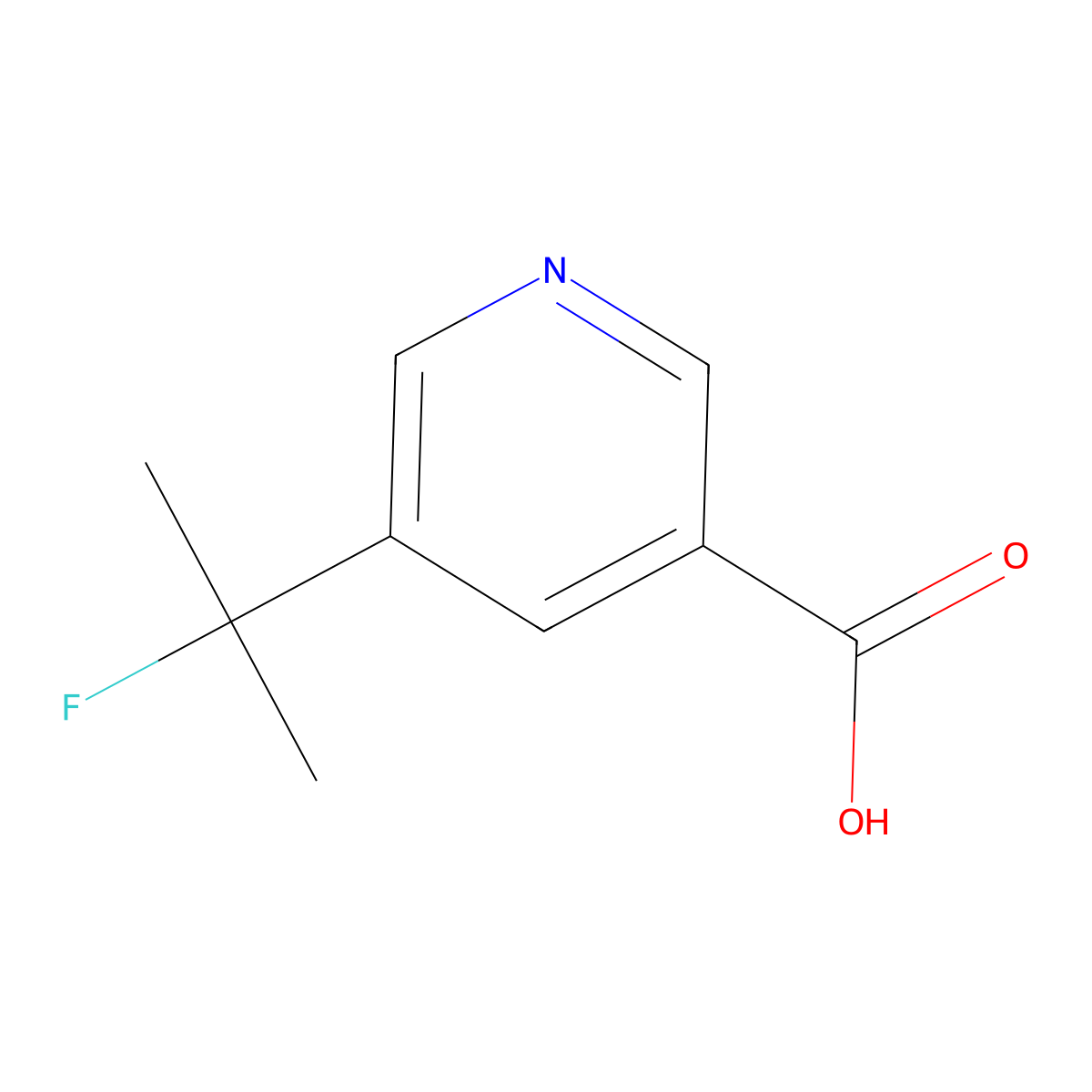 5-(2-Fluoropropan-2-yl)pyridine-3-carboxylic acid molecular structure, CAS 2913244-23-0