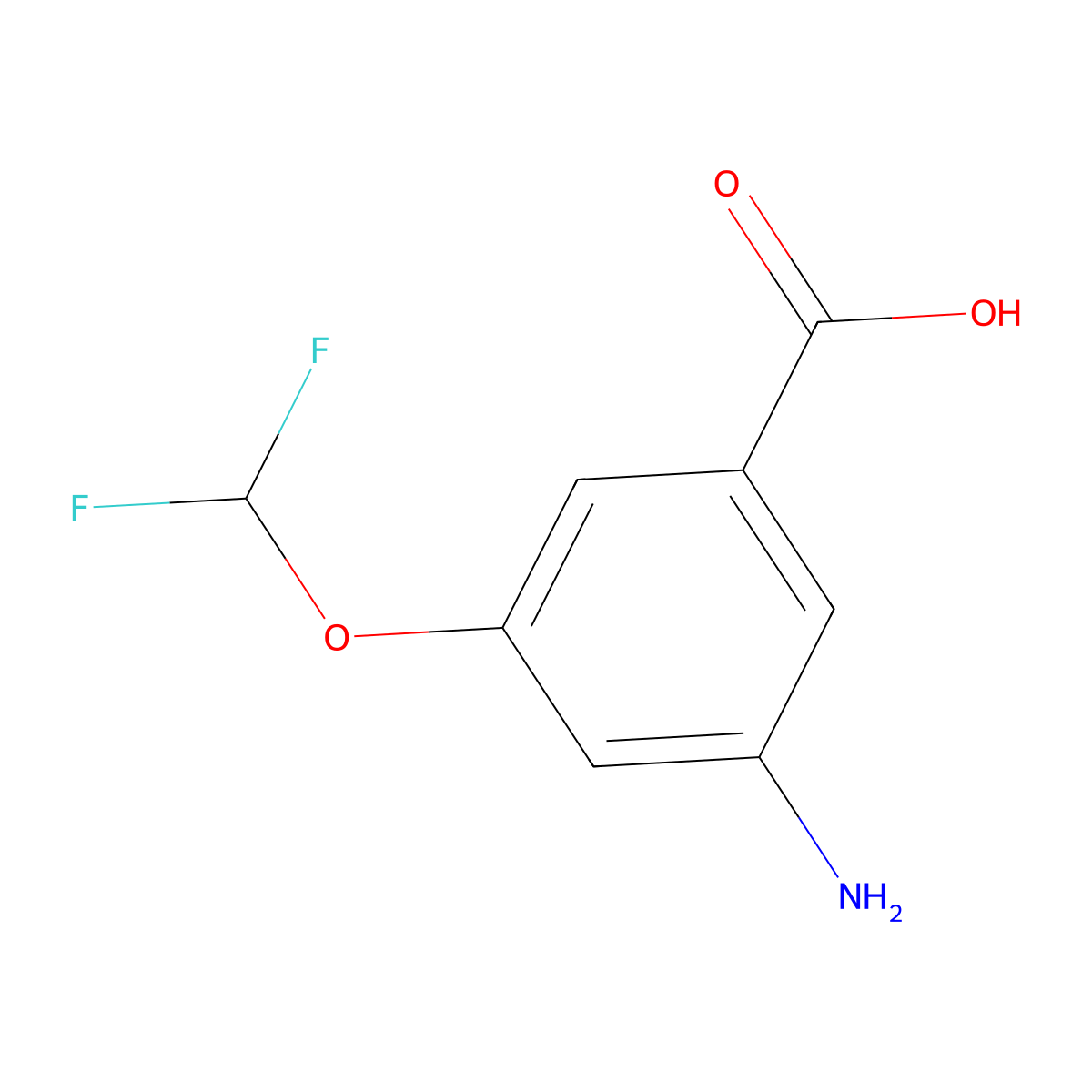 3-Amino-5-(difluoromethoxy)benzoic acid molecular structure, CAS 2913244-28-5