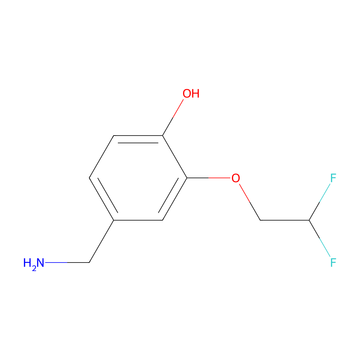 4-(Aminomethyl)-2-(2,2-difluoroethoxy)phenol molecular structure, CAS 2913244-32-1