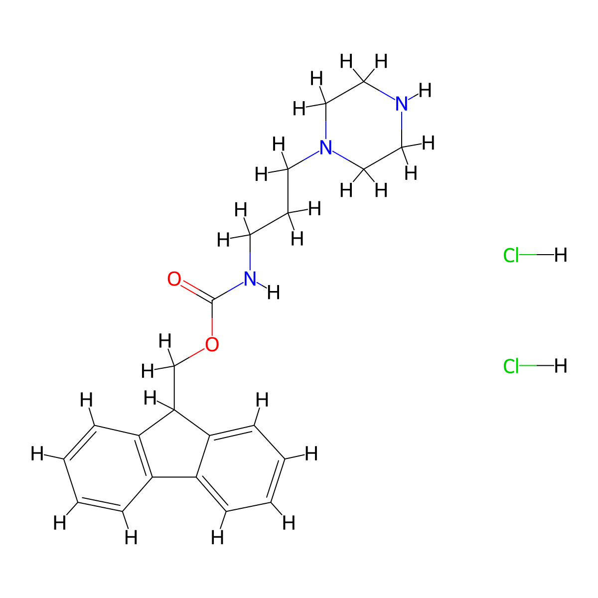 (9H-fluoren-9-yl)methyl N-[3-(piperazin-1-yl)propyl]carbamate dihydrochloride molecular structure, CAS 2913244-41-2