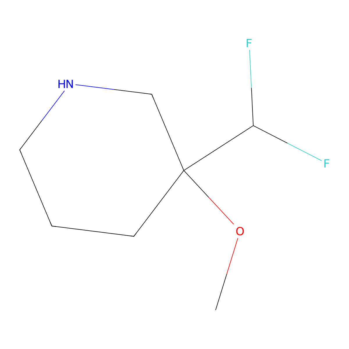3-(Difluoromethyl)-3-methoxypiperidine molecular structure, CAS 2913244-48-9