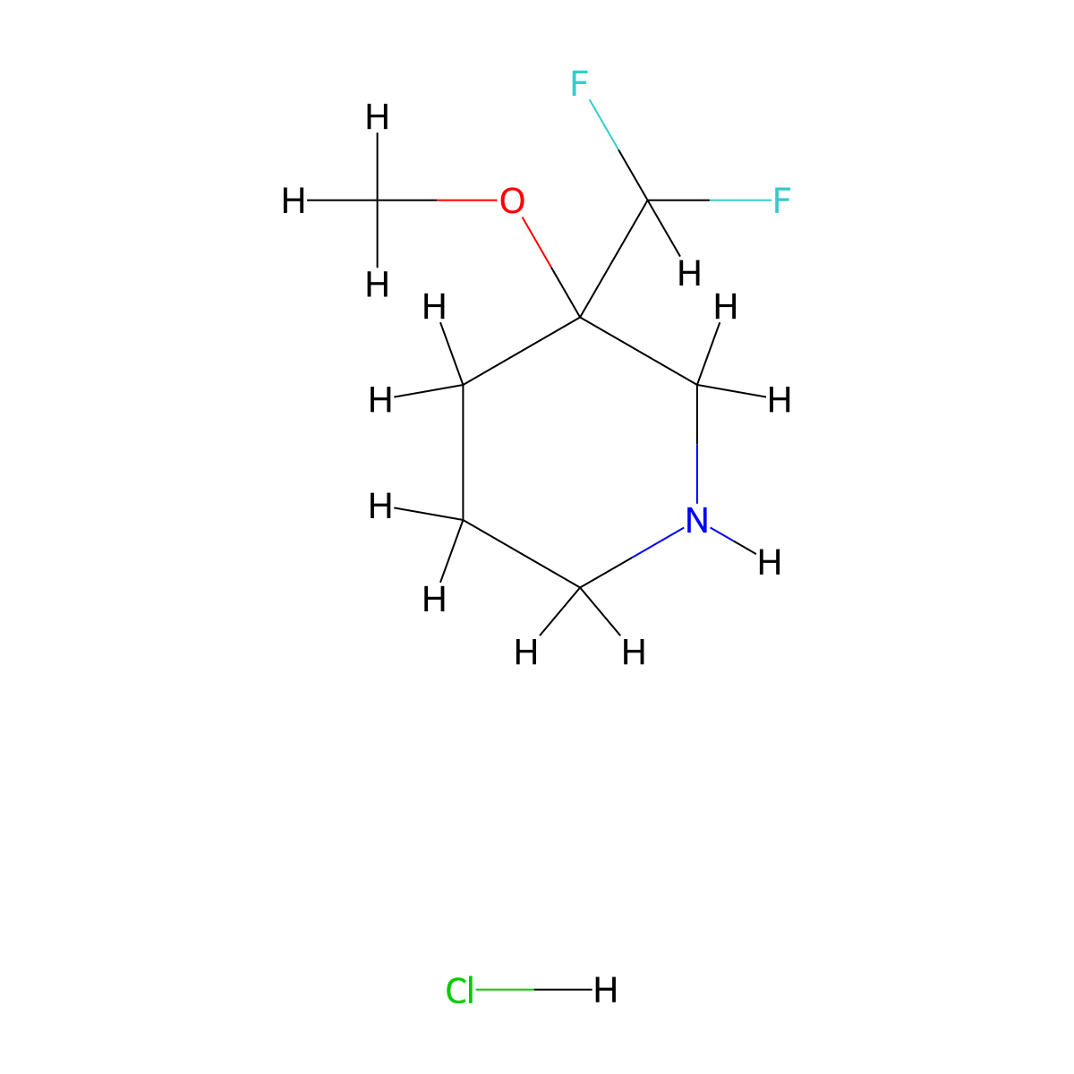 3-(Difluoromethyl)-3-methoxypiperidine hydrochloride molecular structure, CAS 2913244-49-0