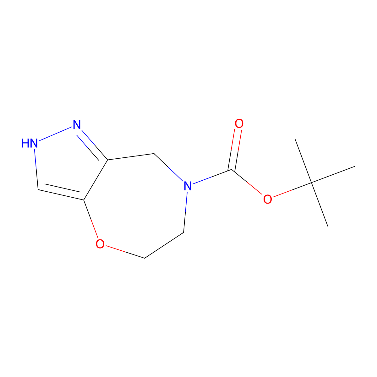 tert-butyl 2H,5H,6H,7H,8H-pyrazolo[3,4-f][1,4]oxazepine-7-carboxylate molecular structure, CAS 2913244-53-6