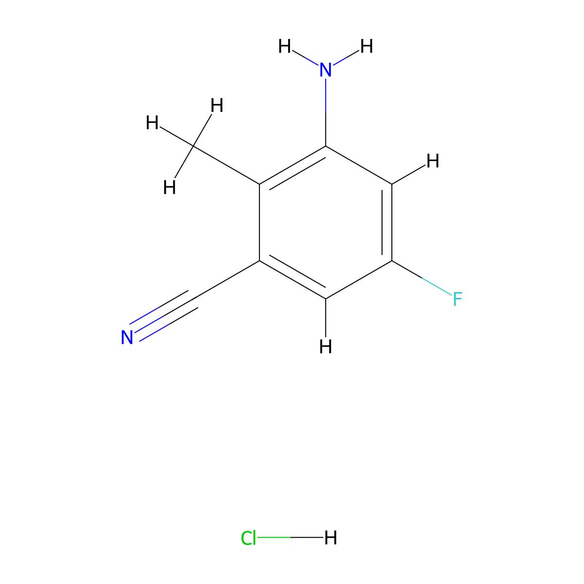 3-Amino-5-fluoro-2-methylbenzonitrile hydrochloride molecular structure, CAS 2913244-55-8