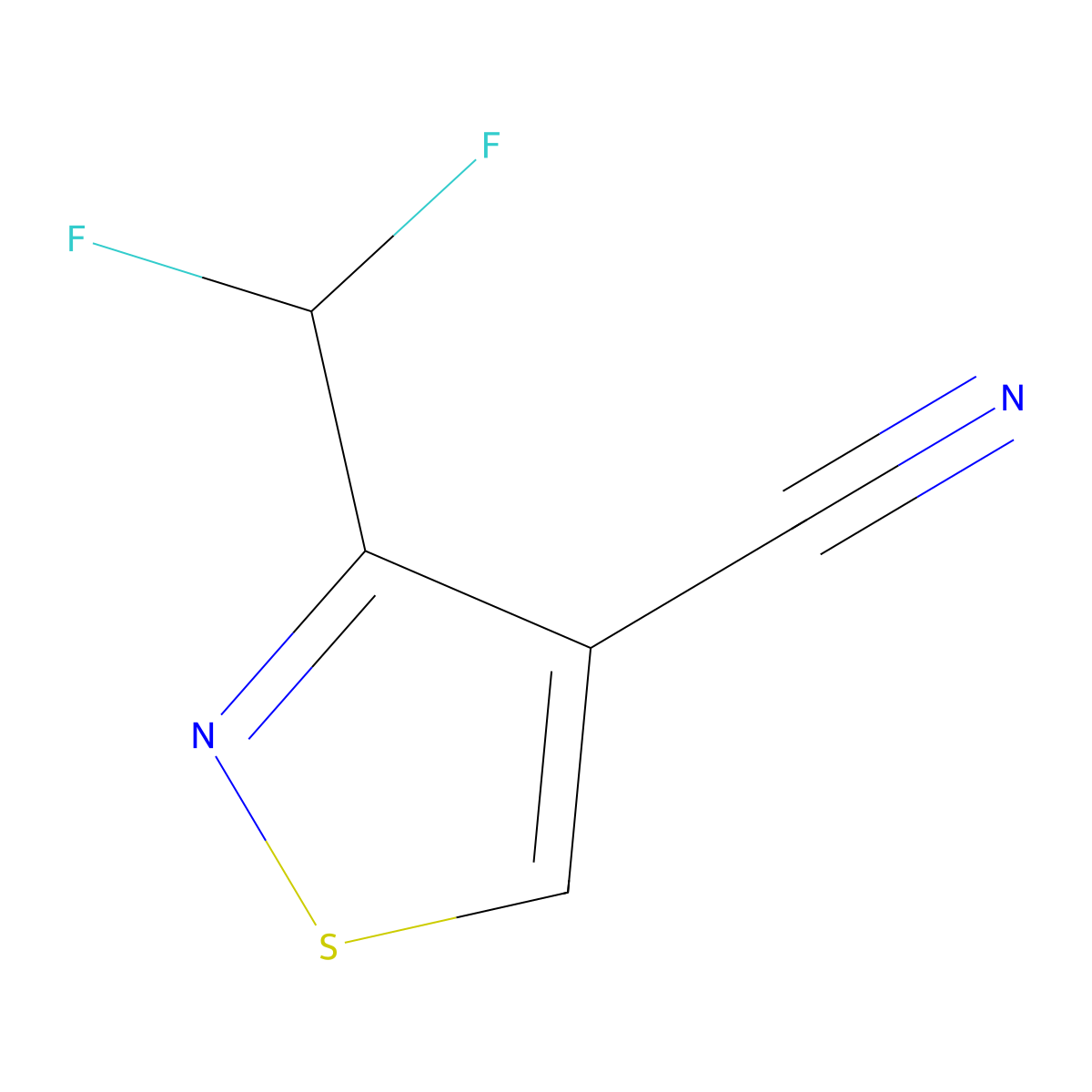3-(Difluoromethyl)-1,2-thiazole-4-carbonitrile molecular structure, CAS 2913244-58-1