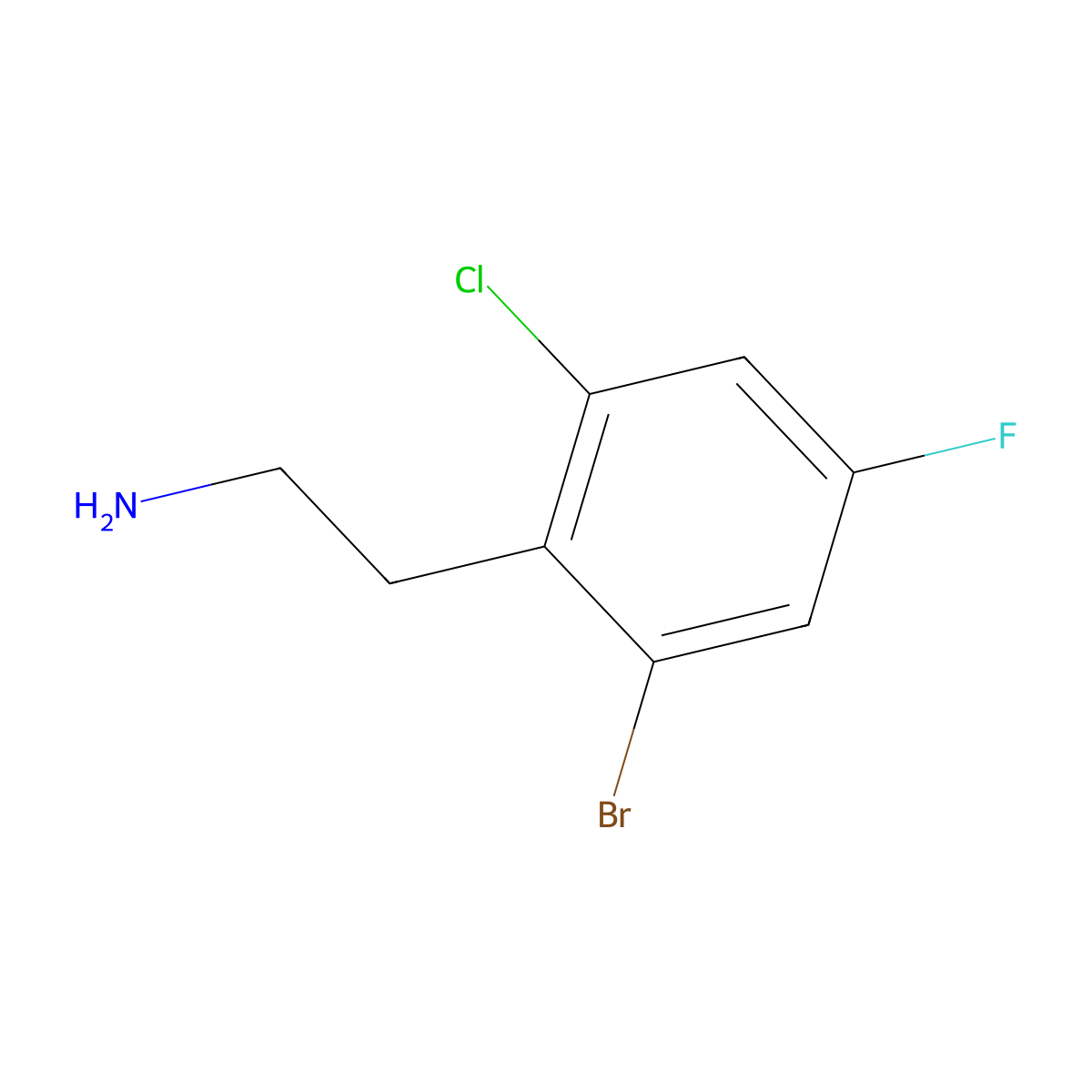 2-(2-Bromo-6-chloro-4-fluorophenyl)ethan-1-amine molecular structure, CAS 2913244-59-2