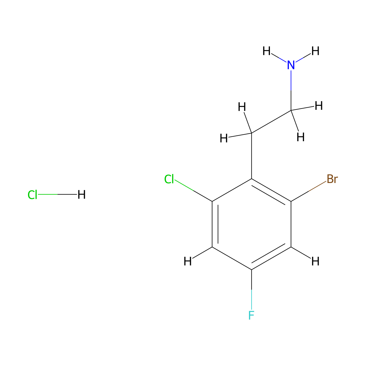 2-(2-Bromo-6-chloro-4-fluorophenyl)ethan-1-amine hydrochloride molecular structure, CAS 2913244-60-5