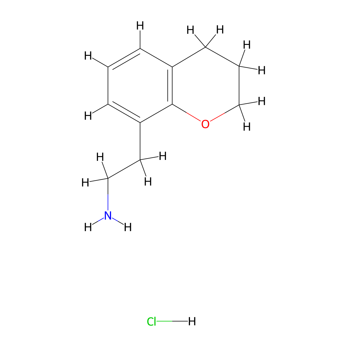 2-(3,4-dihydro-2H-1-benzopyran-8-yl)ethan-1-amine hydrochloride molecular structure, CAS 2913244-65-0