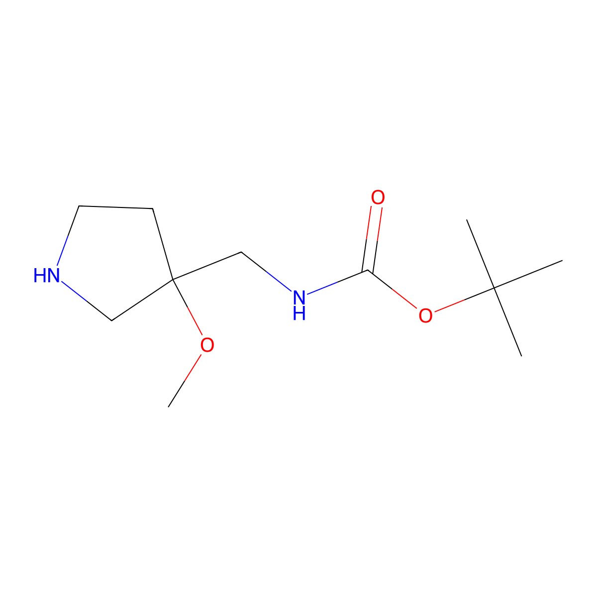 tert-butyl N-[(3-methoxypyrrolidin-3-yl)methyl]carbamate molecular structure, CAS 2913244-68-3