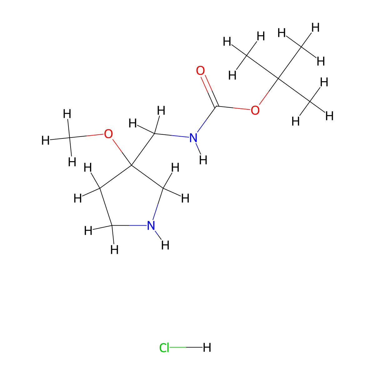 tert-butyl N-[(3-methoxypyrrolidin-3-yl)methyl]carbamate hydrochloride molecular structure, CAS 2913244-69-4