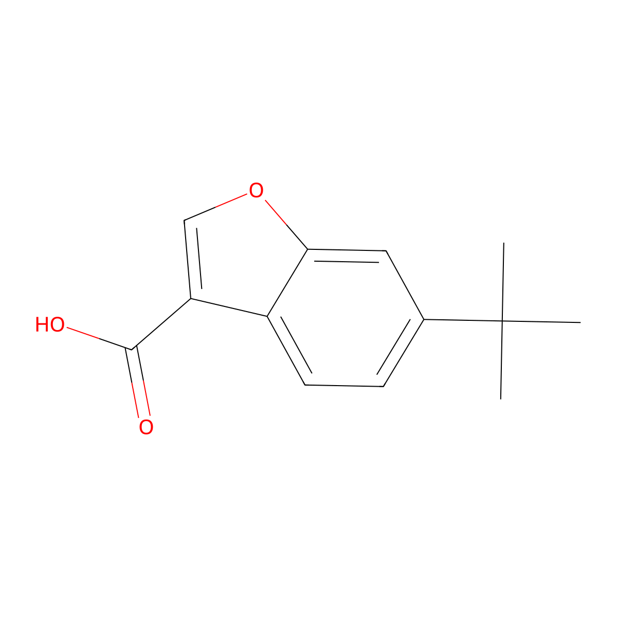 6-Tert-butyl-1-benzofuran-3-carboxylic acid molecular structure, CAS 2913244-74-1