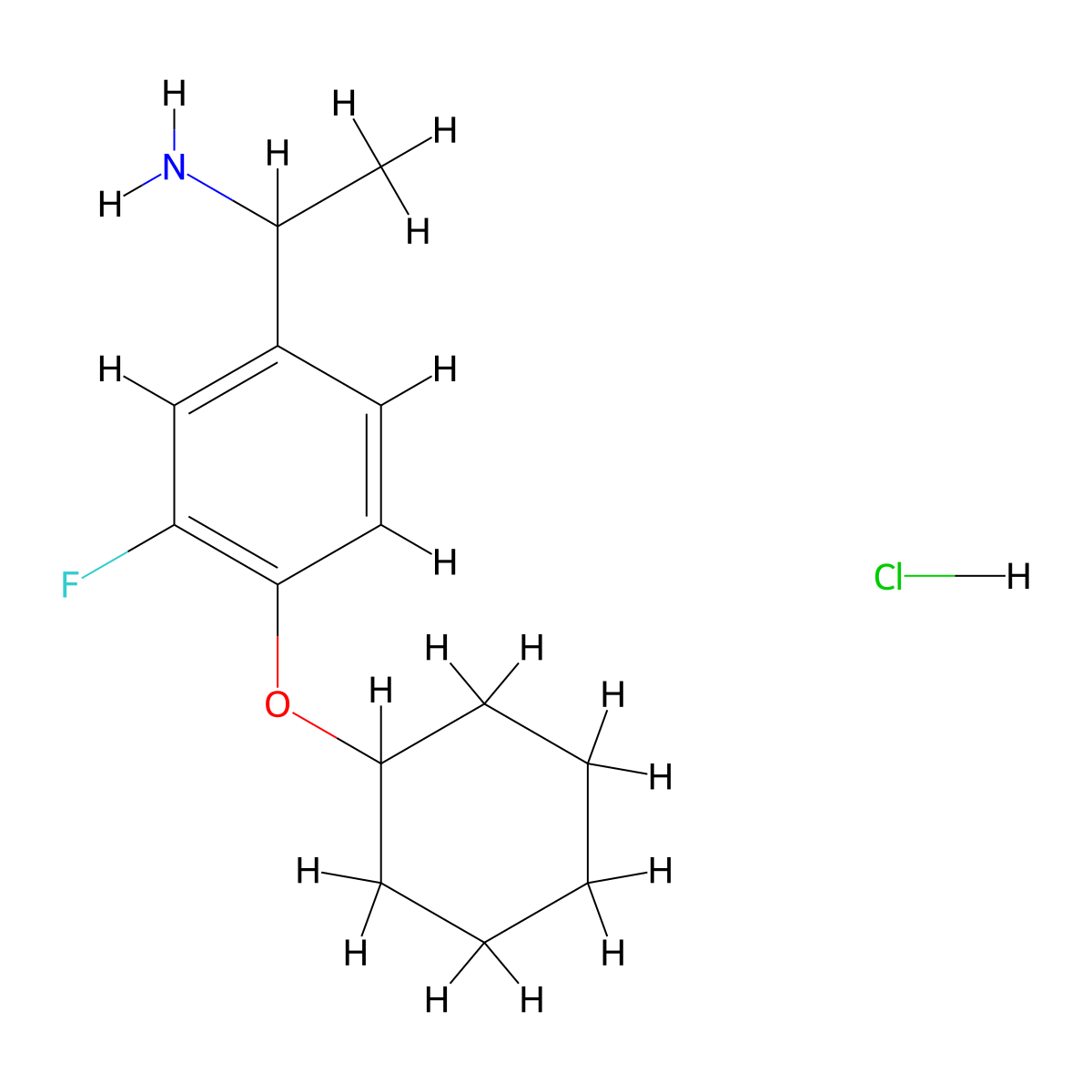 1-[4-(Cyclohexyloxy)-3-fluorophenyl]ethan-1-amine hydrochloride molecular structure, CAS 2913244-75-2