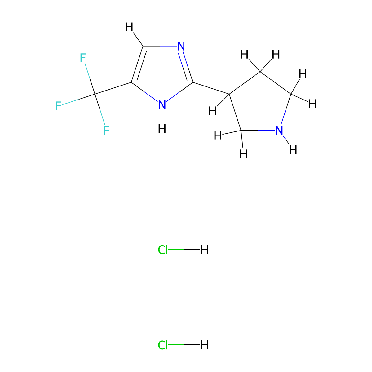 2-(pyrrolidin-3-yl)-4-(trifluoromethyl)-1H-imidazole dihydrochloride molecular structure, CAS 2913244-77-4