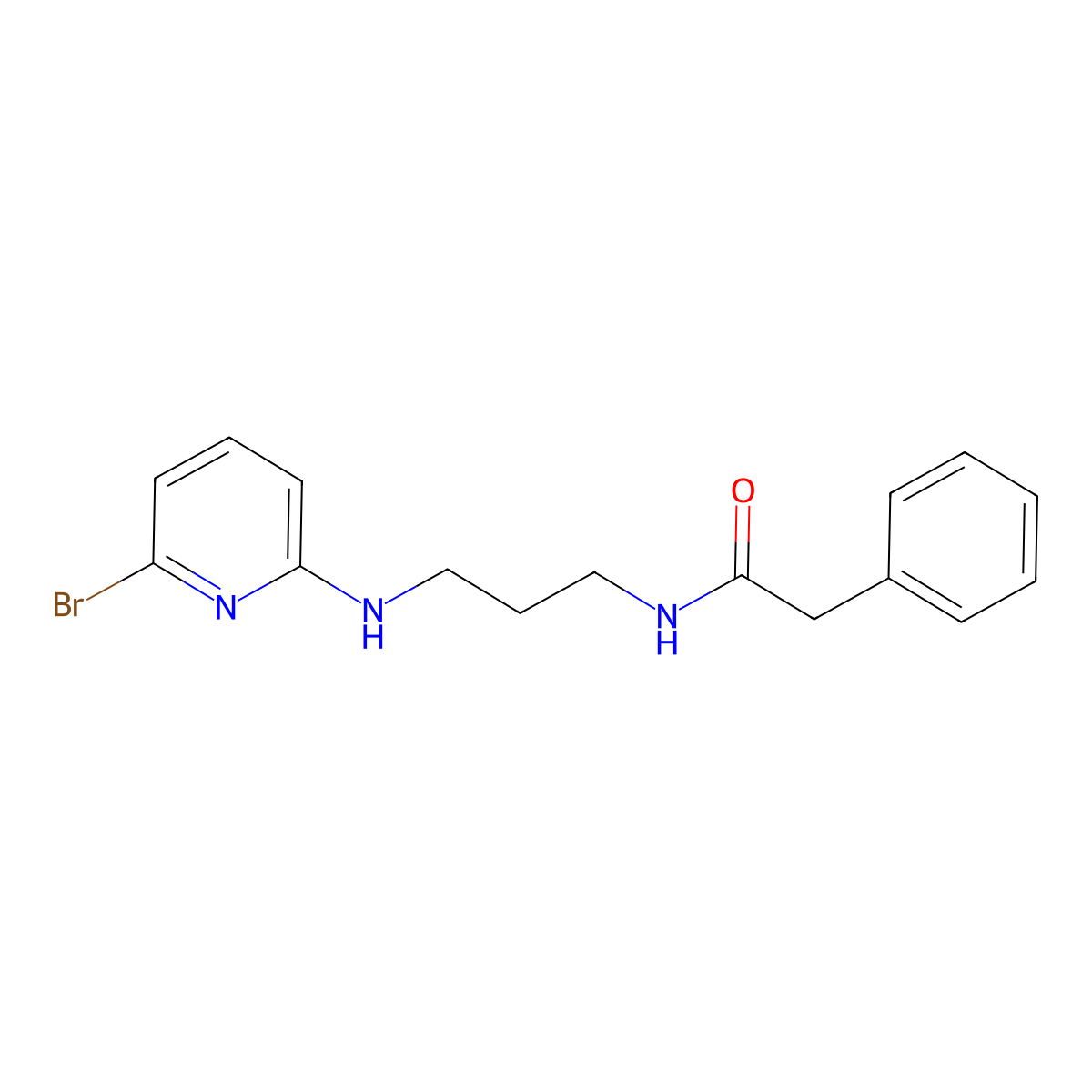 N-{3-[(6-bromopyridin-2-yl)amino]propyl}-2-phenylacetamide molecular structure, CAS 2913244-79-6