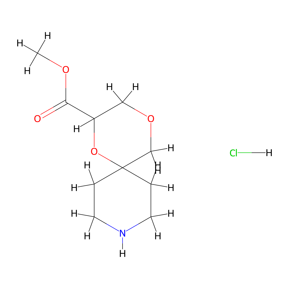 Methyl 1,4-dioxa-9-azaspiro[5.5]undecane-2-carboxylate hydrochloride molecular structure, CAS 2913244-90-1