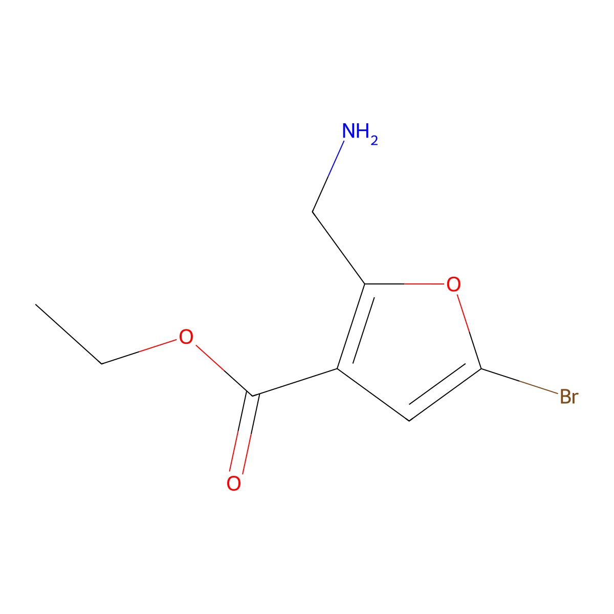 Ethyl 2-(aminomethyl)-5-bromofuran-3-carboxylate molecular structure, CAS 2913244-99-0