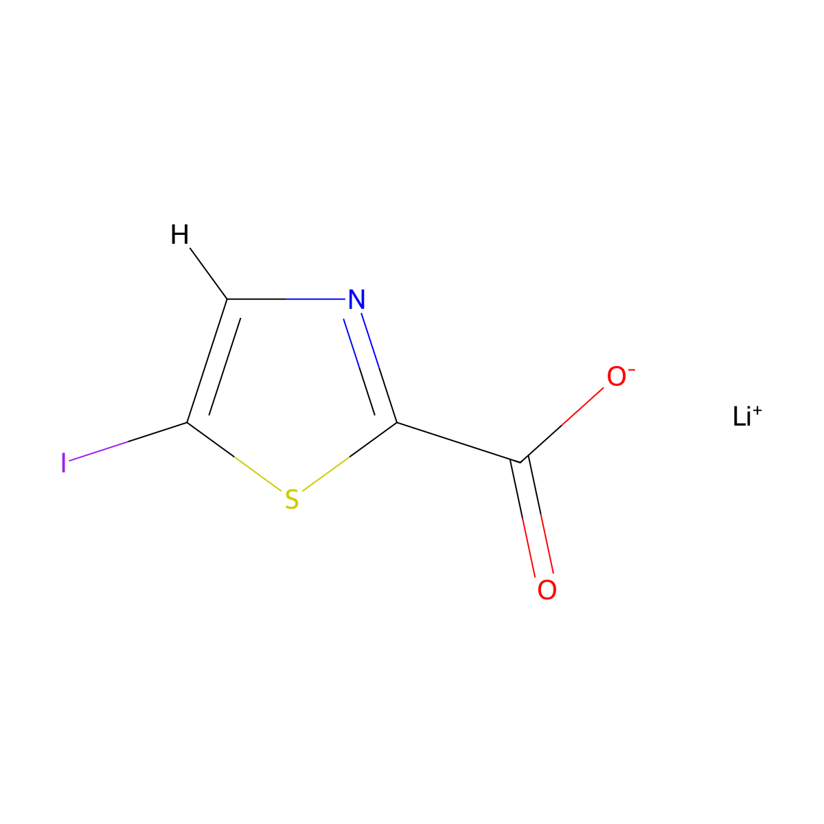 Lithium(1+)5-iodo-1,3-thiazole-2-carboxylate molecular structure, CAS 2913245-03-9