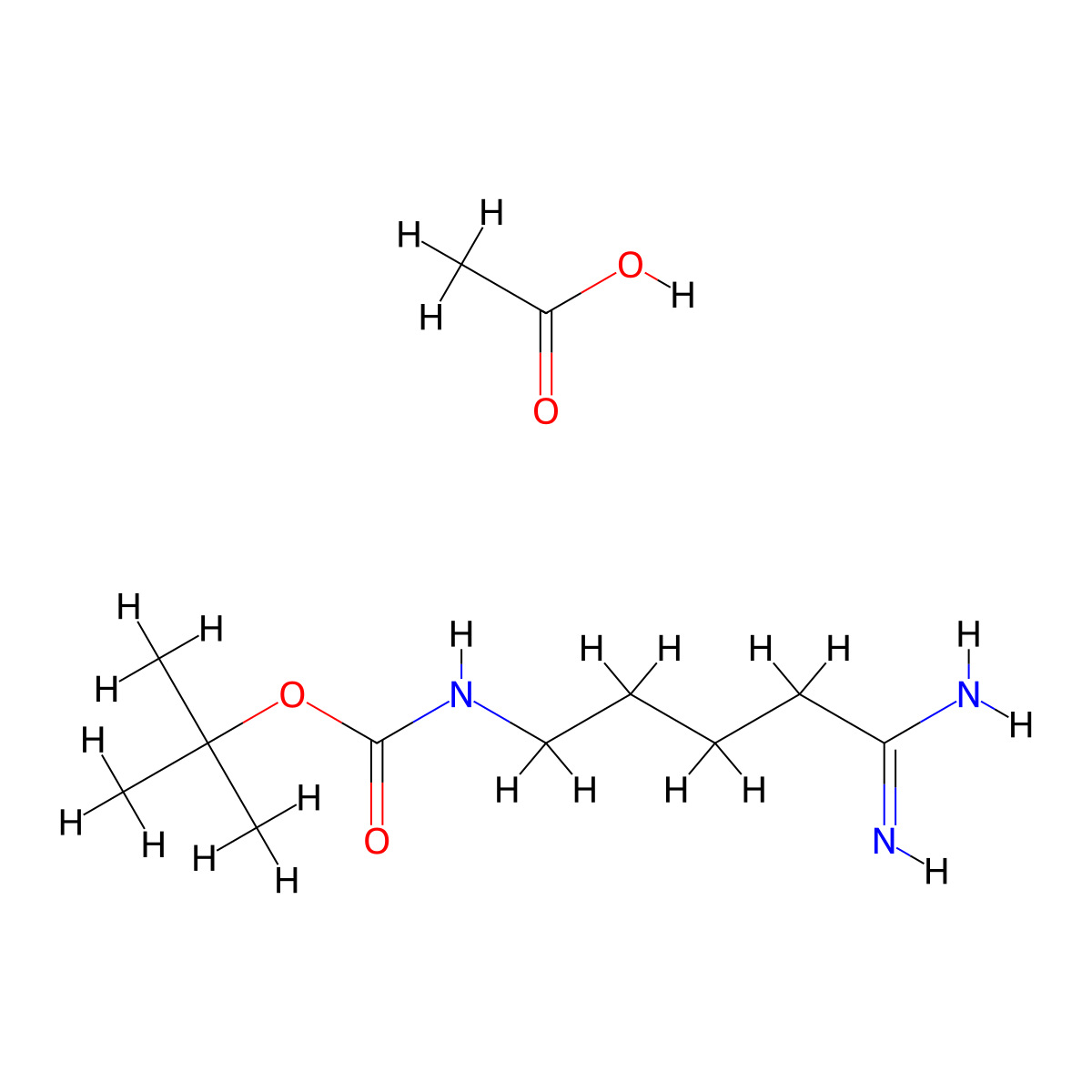 acetic acid, tert-butyl N-(4-carbamimidoylbutyl)carbamate molecular structure, CAS 2913245-04-0