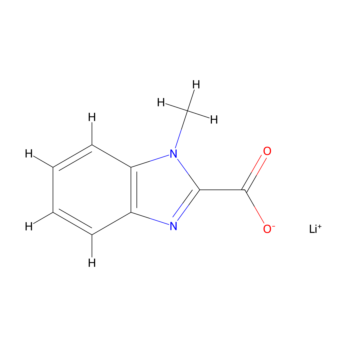 lithium(1+) 1-methyl-1H-1,3-benzodiazole-2-carboxylate molecular structure, CAS 2913245-09-5