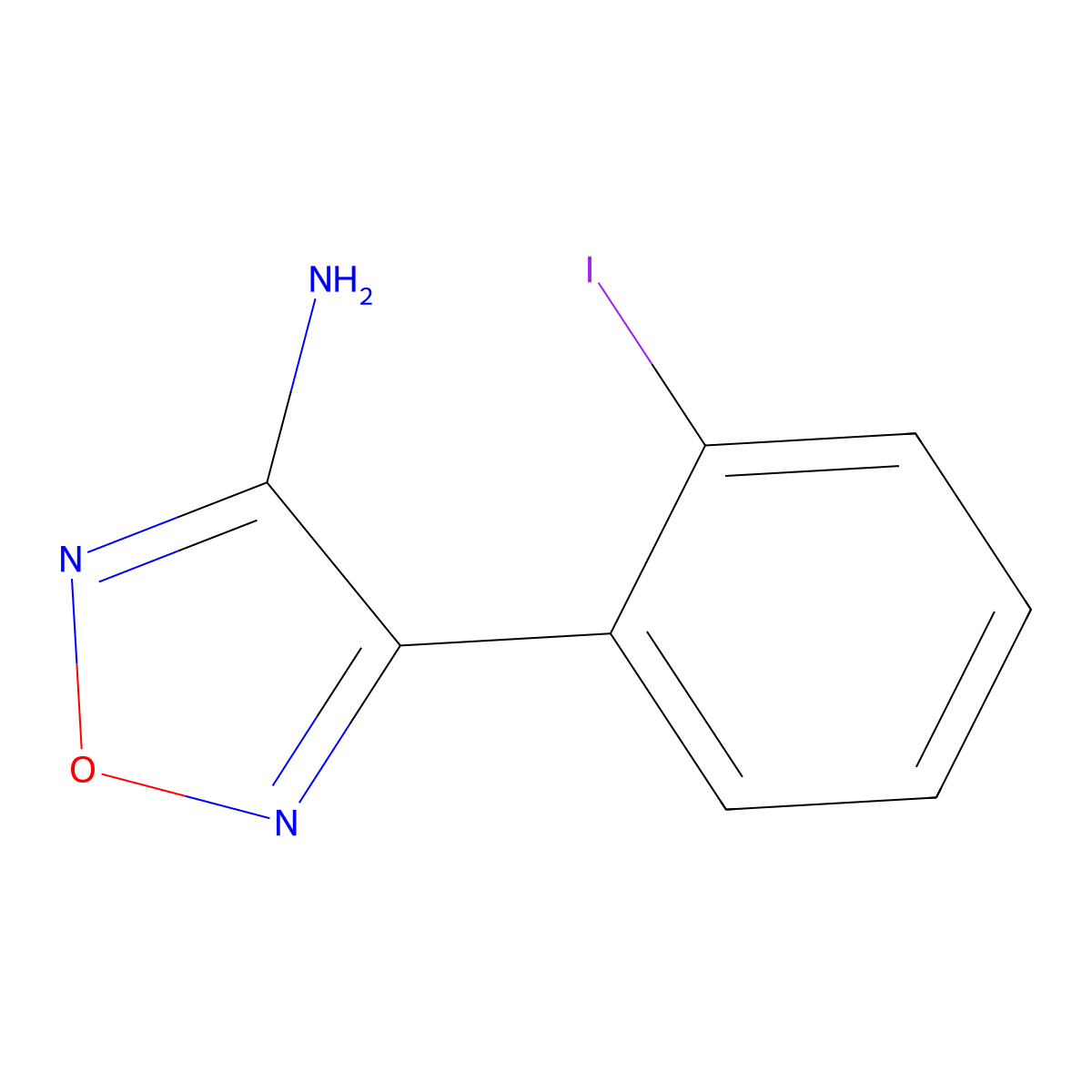 4-(2-Iodophenyl)-1,2,5-oxadiazol-3-amine molecular structure, CAS 2913245-12-0