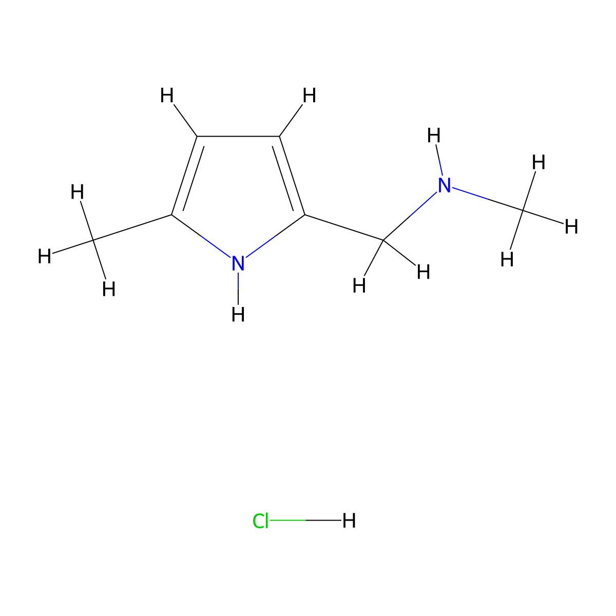 methyl[(5-methyl-1H-pyrrol-2-yl)methyl]amine hydrochloride molecular structure, CAS 2913245-15-3