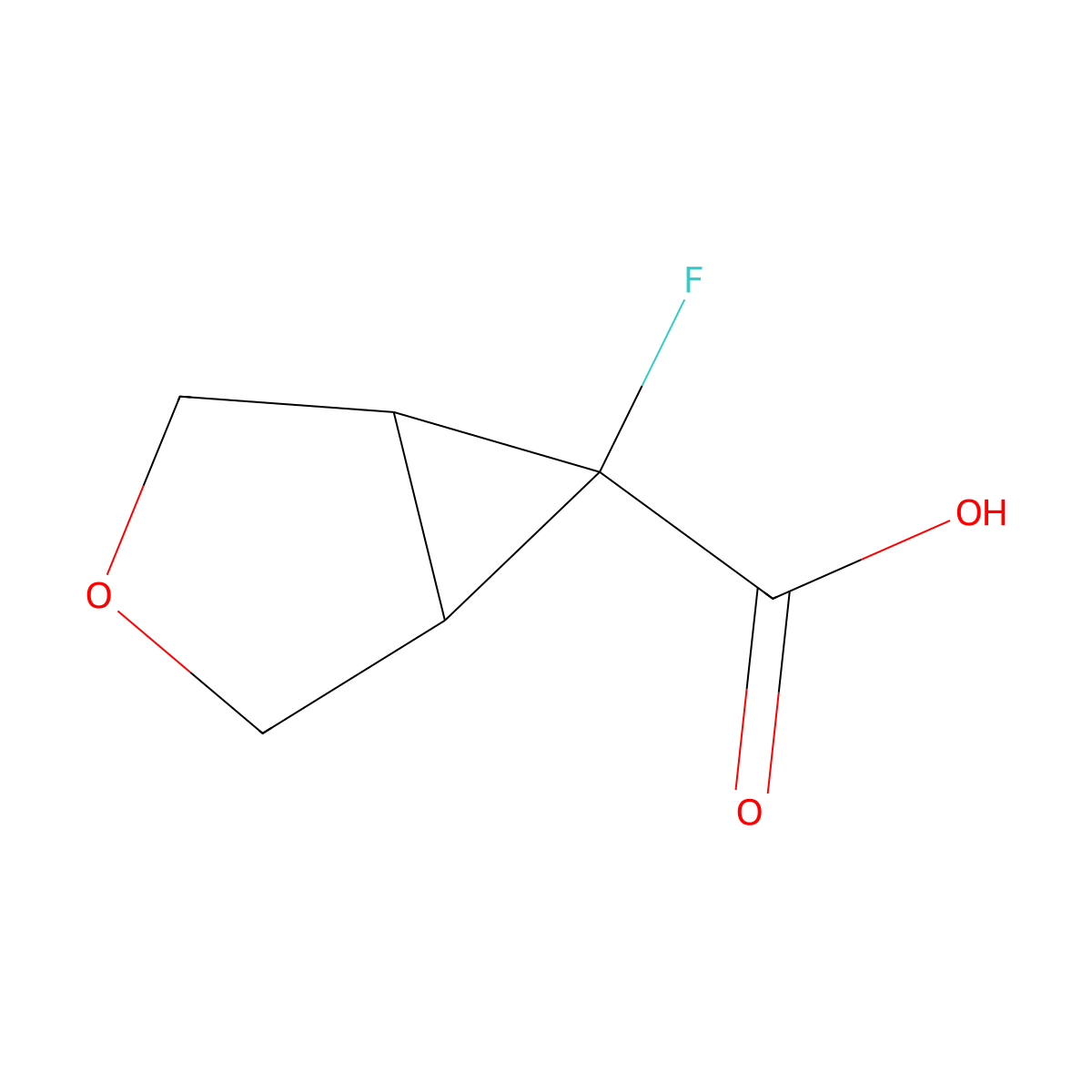 6-Fluoro-3-oxabicyclo[3.1.0]hexane-6-carboxylic acid molecular structure, CAS 2913245-16-4