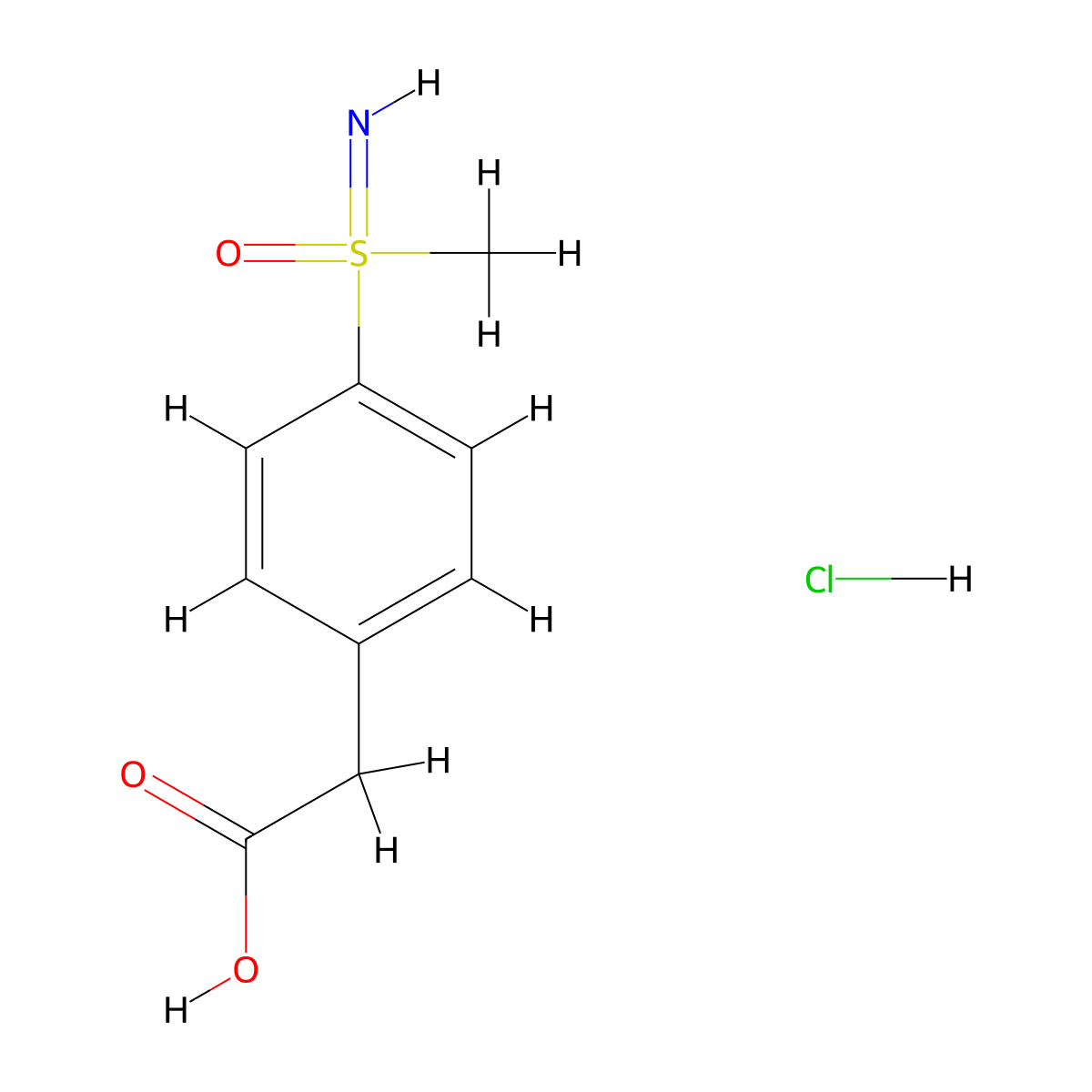 2-{4-[Imino(methyl)oxo-lambda6-sulfanyl]phenyl}acetic acid hydrochloride molecular structure, CAS 2913266-84-7