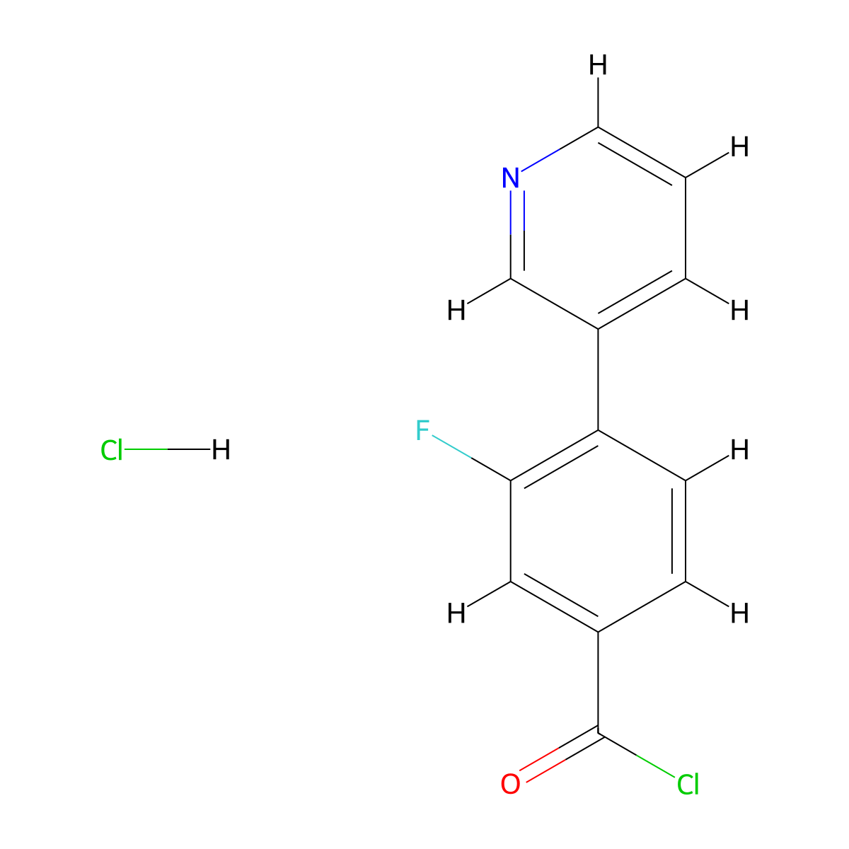 3-Fluoro-4-(pyridin-3-yl)benzoyl chloride hydrochloride molecular structure, CAS 2913266-85-8
