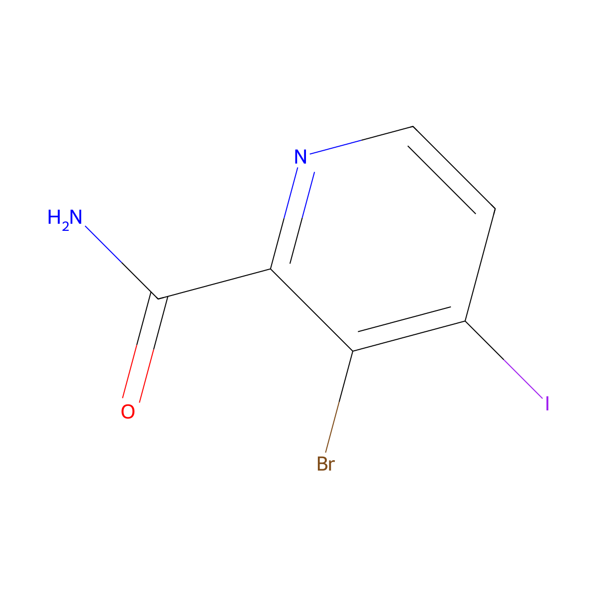 3-Bromo-4-iodopyridine-2-carboxamide molecular structure, CAS 2913266-88-1