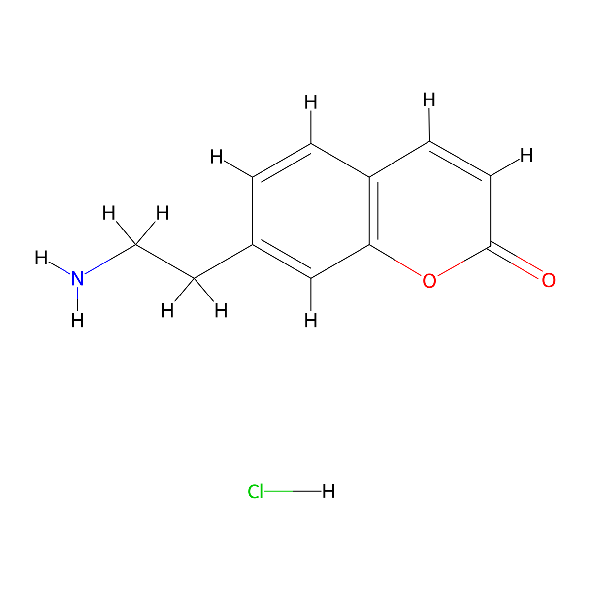 7-(2-aminoethyl)-2H-chromen-2-one hydrochloride molecular structure, CAS 2913266-93-8