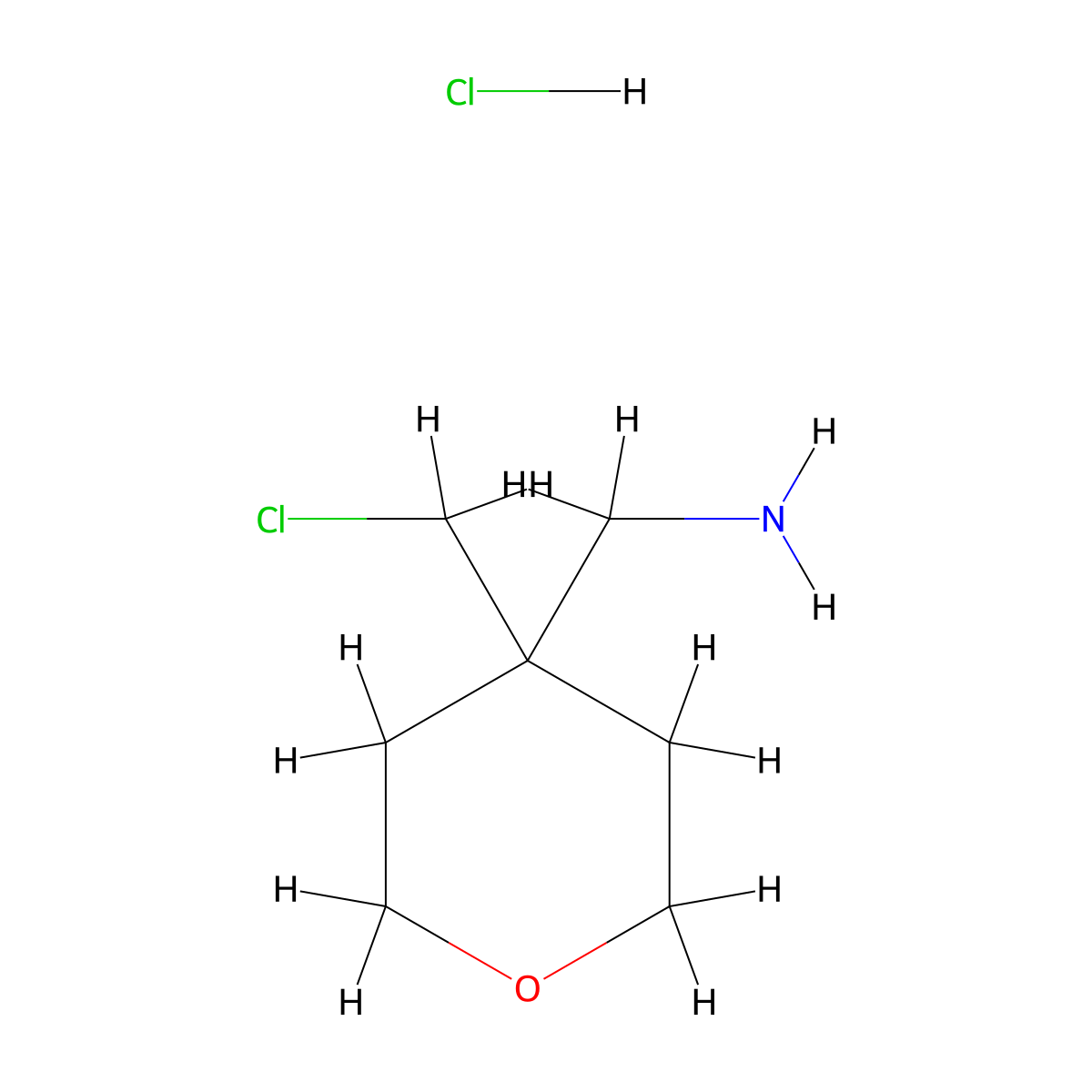 1-[4-(Chloromethyl)oxan-4-yl]methanamine hydrochloride molecular structure, CAS 2913267-00-0