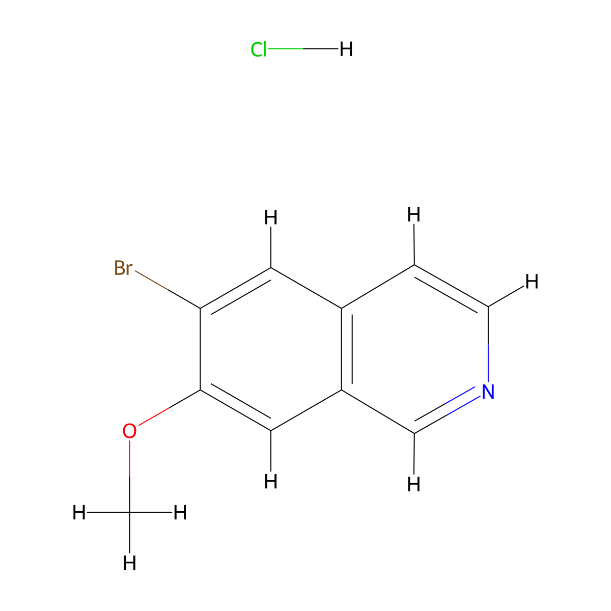 6-Bromo-7-methoxyisoquinoline hydrochloride molecular structure, CAS 2913267-01-1