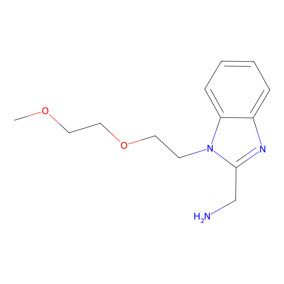 1-{1-[2-(2-methoxyethoxy)ethyl]-1H-1,3-benzodiazol-2-yl}methanamine molecular structure, CAS 2913267-06-6