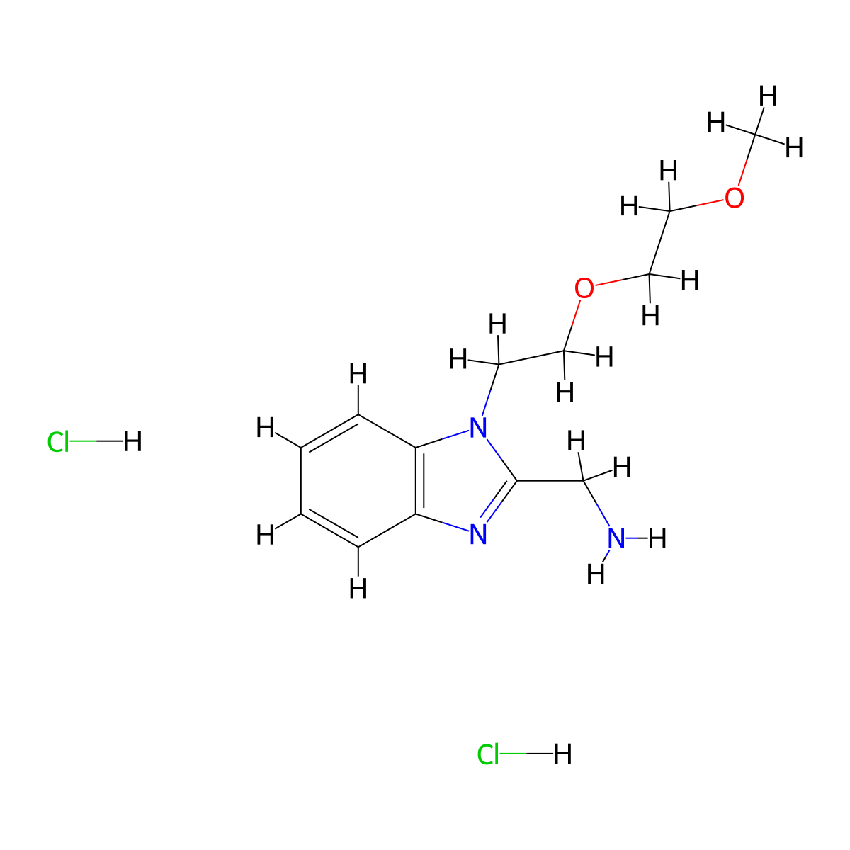 1-(1-(2-(2-methoxyethoxy)ethyl)-1H-1,3-benzodiazol-2-yl)methanamine dihydrochloride molecular structure, CAS 2913267-07-7
