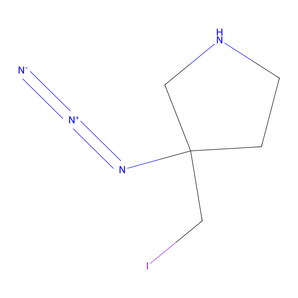3-Azido-3-(iodomethyl)pyrrolidine molecular structure, CAS 2913267-08-8