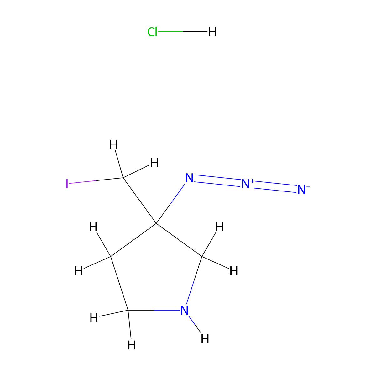 3-Azido-3-(iodomethyl)pyrrolidine hydrochloride molecular structure, CAS 2913267-09-9