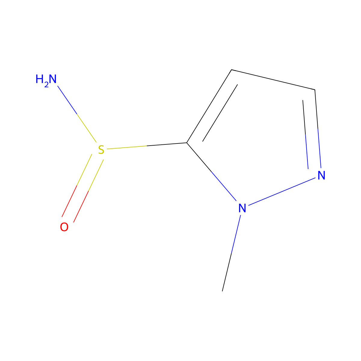 1-methyl-1H-pyrazole-5-sulfinamide molecular structure, CAS 2913267-18-0