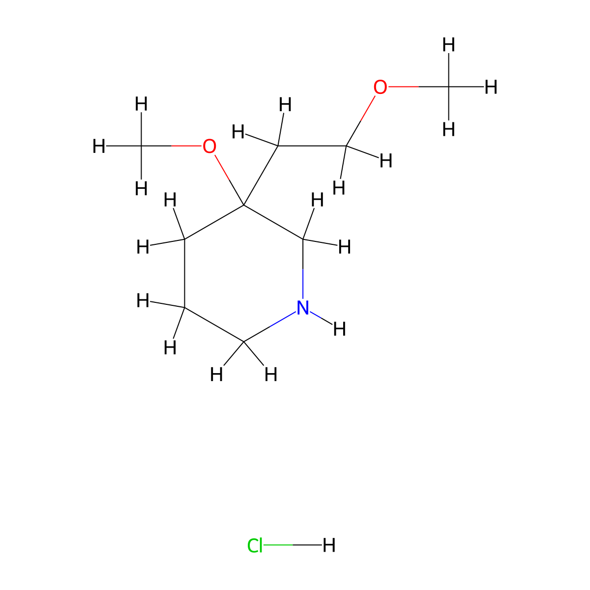 3-Methoxy-3-(2-methoxyethyl)piperidine hydrochloride molecular structure, CAS 2913267-20-4