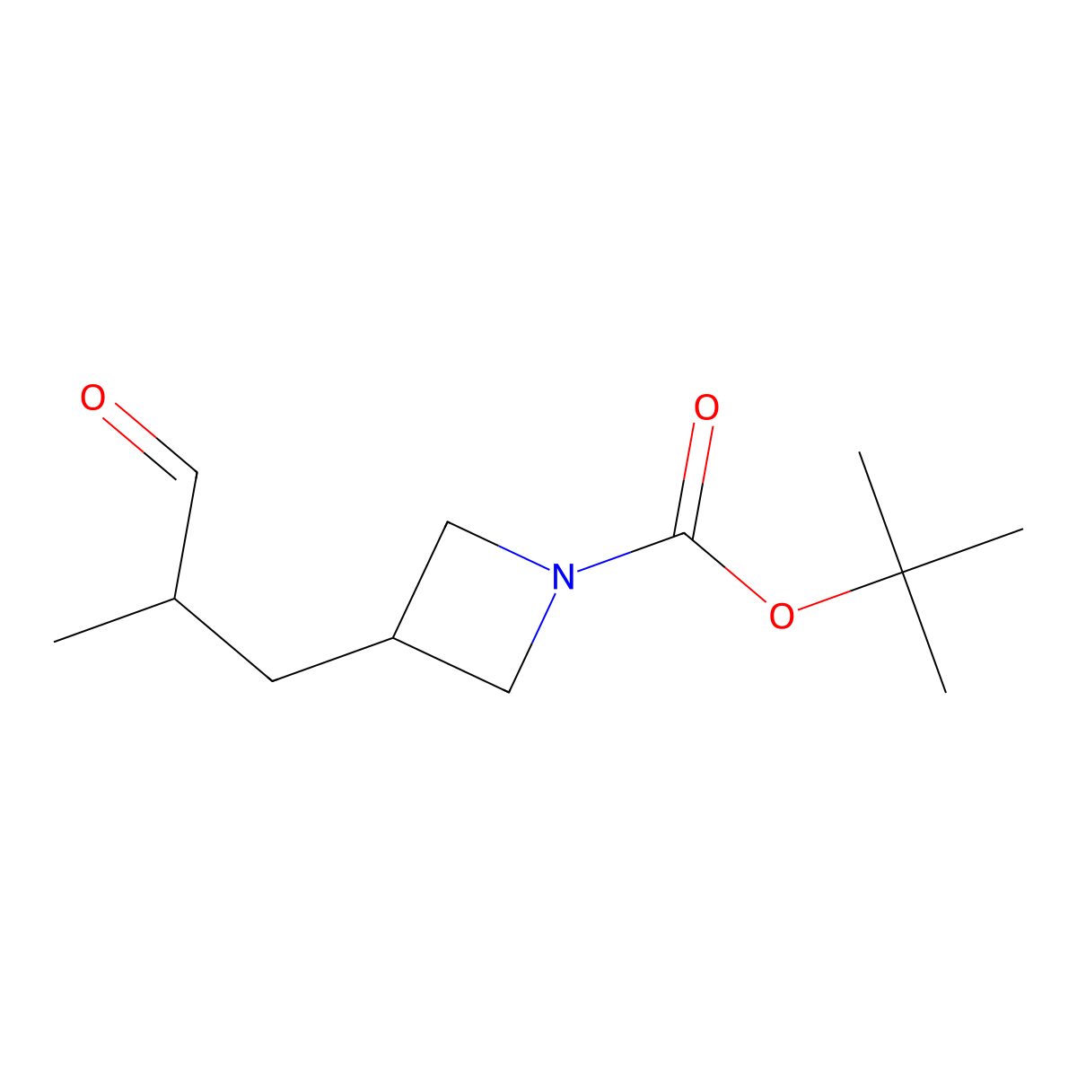 Tert-butyl 3-(2-methyl-3-oxopropyl)azetidine-1-carboxylate molecular structure, CAS 2913267-22-6