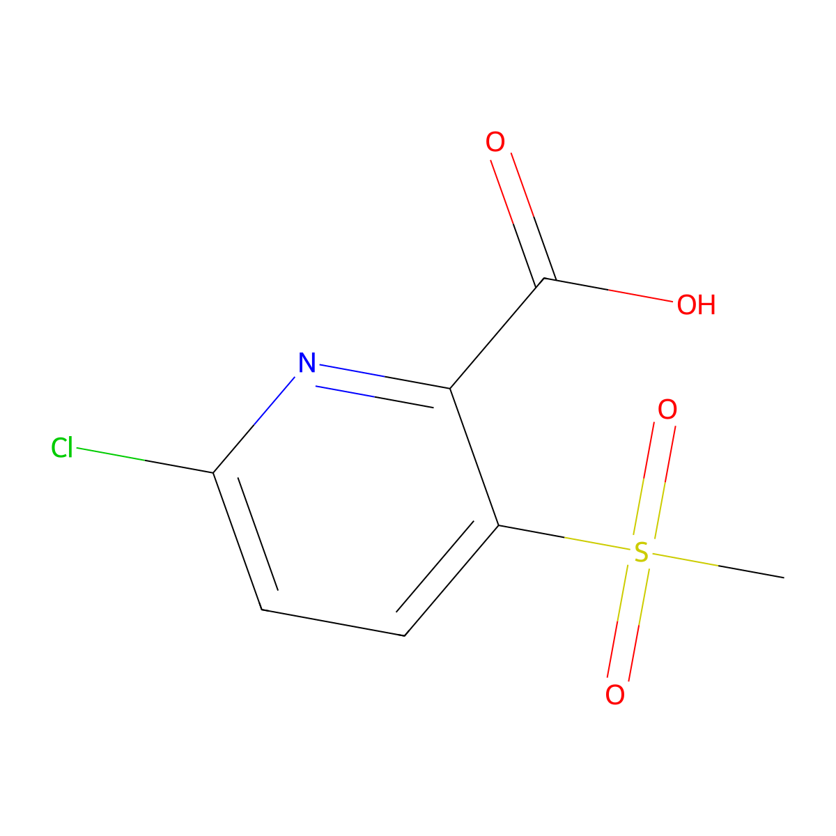6-Chloro-3-methanesulfonylpyridine-2-carboxylic acid molecular structure, CAS 2913267-25-9