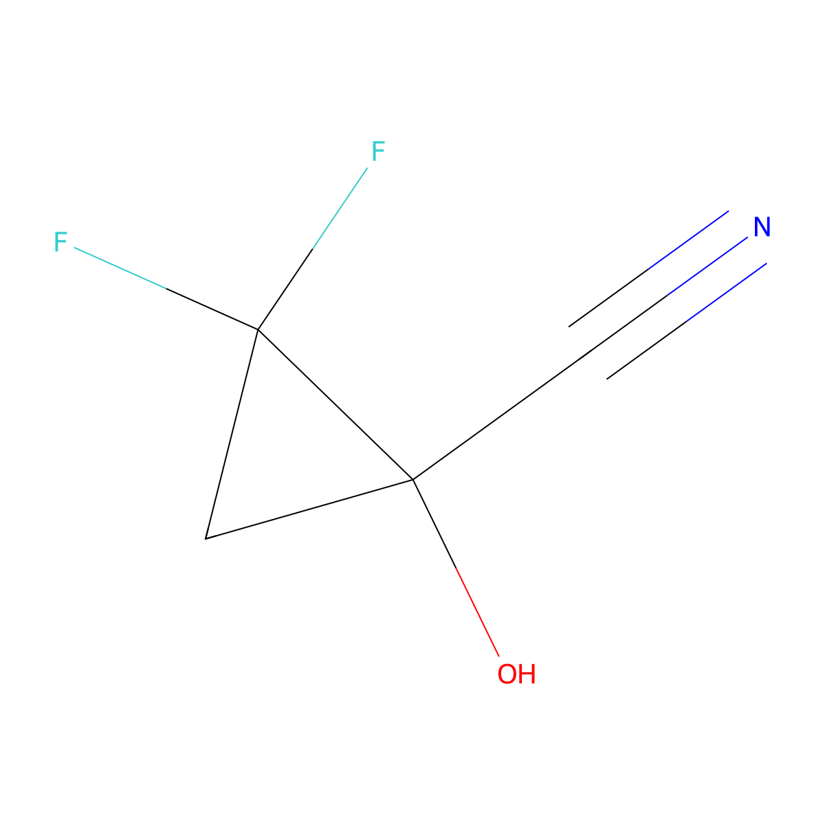 2,2-Difluoro-1-hydroxycyclopropane-1-carbonitrile molecular structure, CAS 2913267-26-0