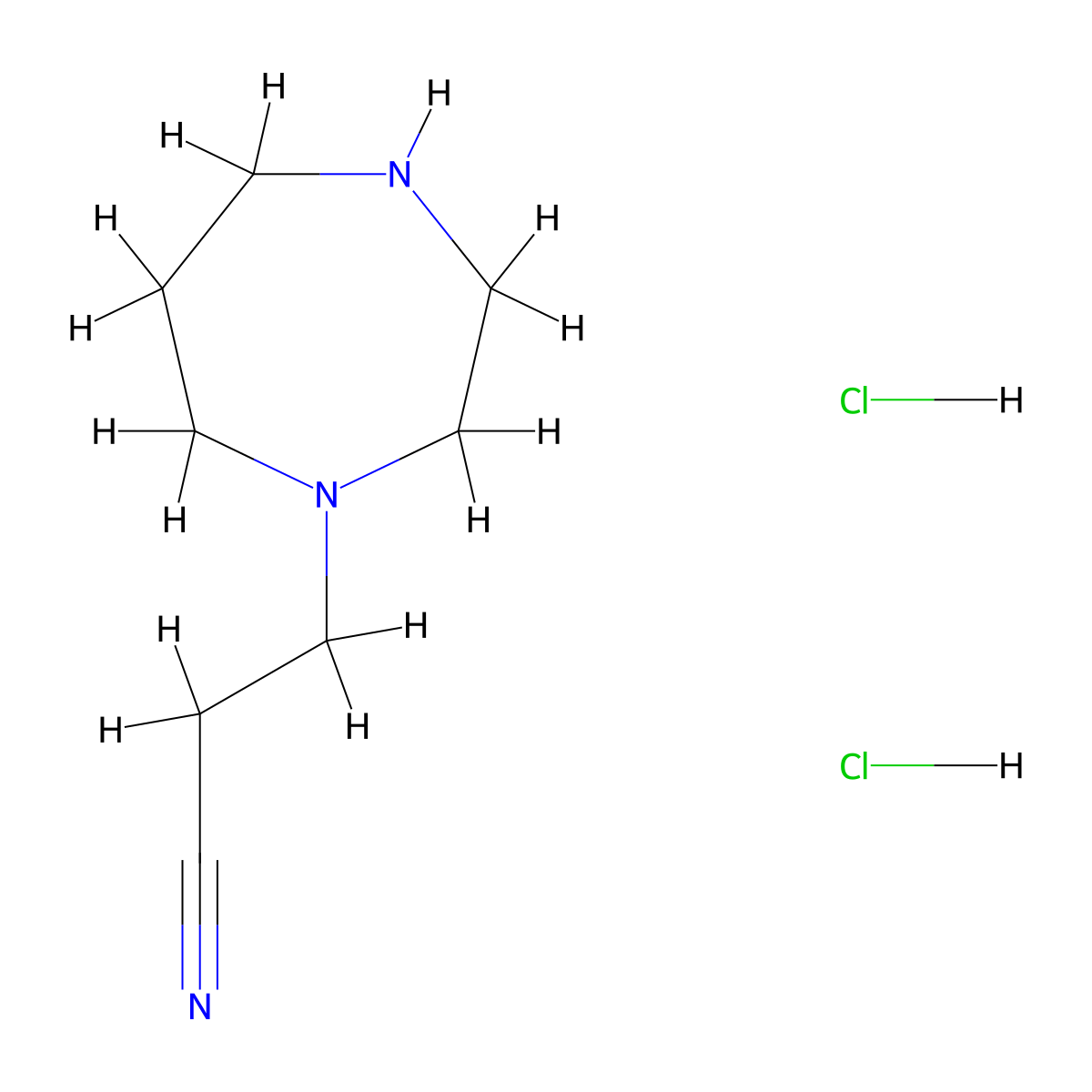 3-(1,4-Diazepan-1-yl)propanenitrile dihydrochloride molecular structure, CAS 2913267-27-1