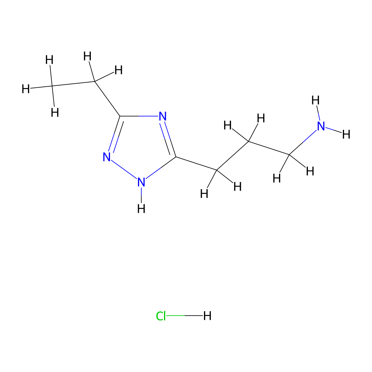 3-(5-ethyl-1H-1,2,4-triazol-3-yl)propan-1-amine hydrochloride molecular structure, CAS 2913267-28-2