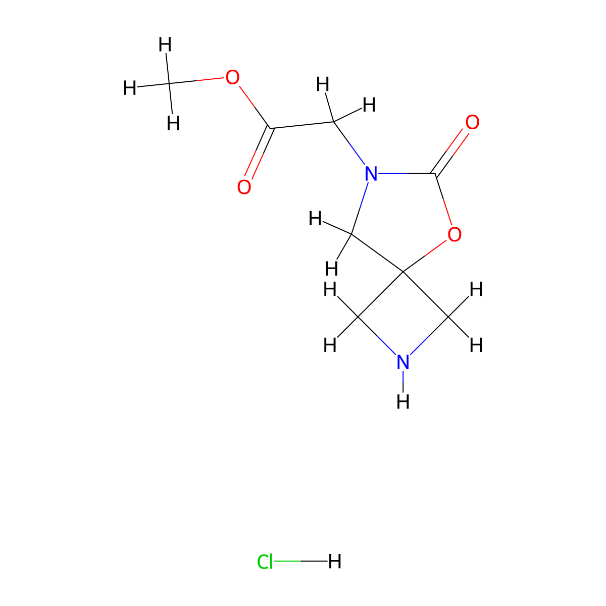 Methyl 2-{6-oxo-5-oxa-2,7-diazaspiro[3.4]octan-7-yl}acetate hydrochloride molecular structure, CAS 2913267-30-6