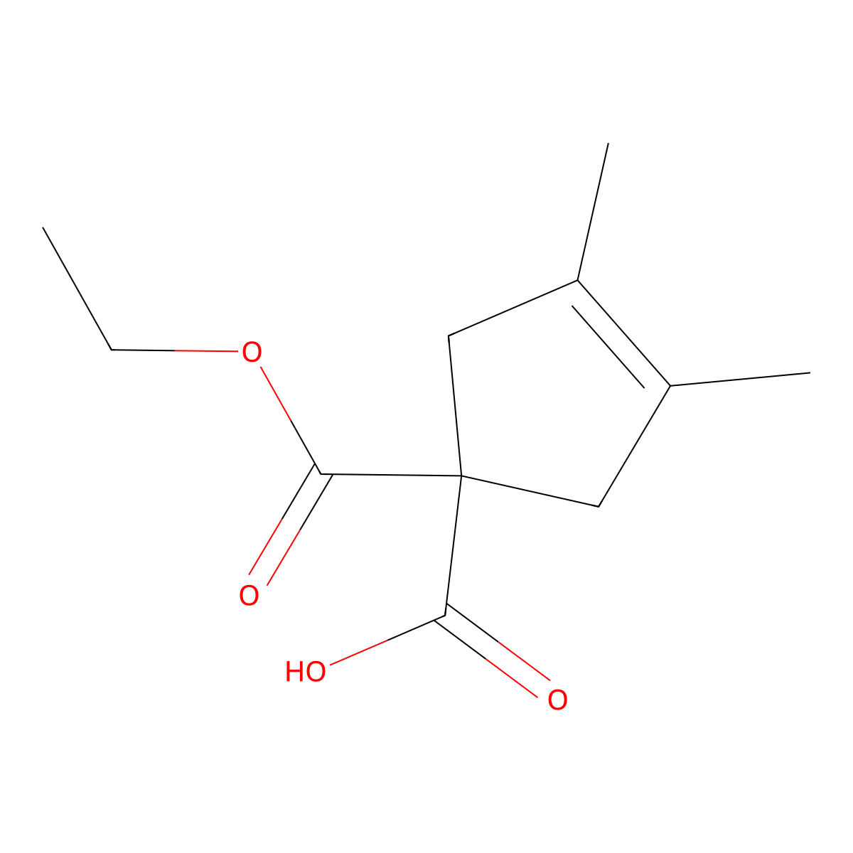 1-(Ethoxycarbonyl)-3,4-dimethylcyclopent-3-ene-1-carboxylicacid molecular structure, CAS 2913267-34-0